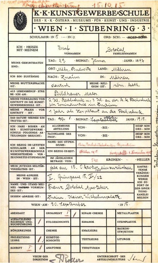 Kunstgewerbeschule Wien Nationale 1915-1916 [*]
