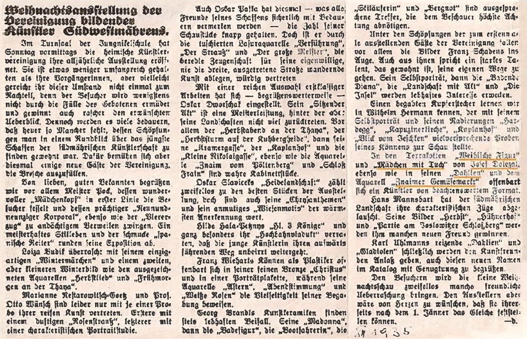 Artikel Weihnachts-Ausstellung (1935)